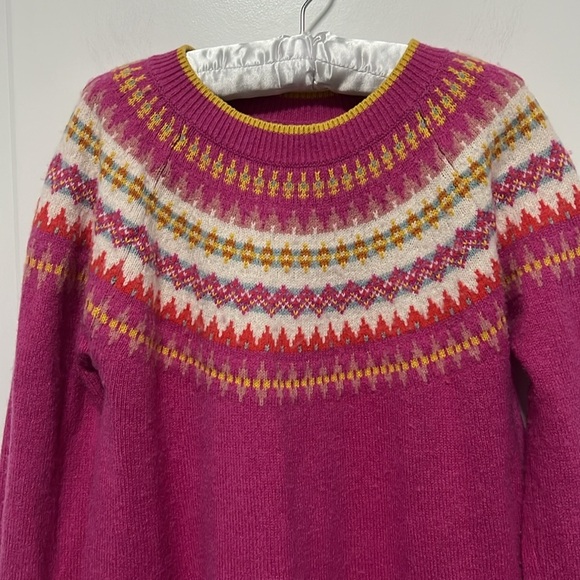 Mini Boden Girls Fair Isle Long Sleeve Jumper Dress Pink Multi Color size 11-12 - Picture 3 of 7
